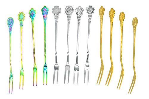 Bytiyar 12 Pieces 5.1 inches Small Stainless Steel Fruit Fork Dessort Salad Cake
