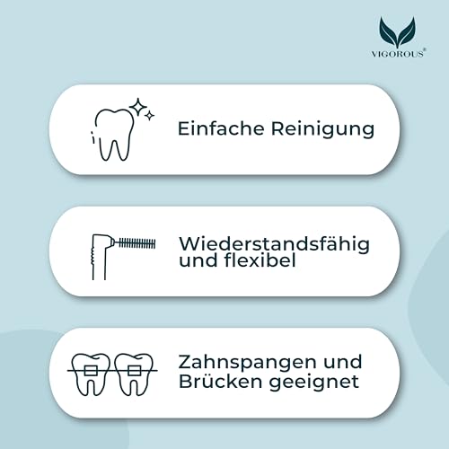 VIGOROUS® Interdentalbürsten L-Form - Größe 5, 0,8 mm -20 Stk. nachhaltige Zahnzwischenraumbürsten - Dentalbürsten für zahnreinigung zwischenräume -gründliche Zahnpflege dank zahnzwischenraumreiniger – Bild 6