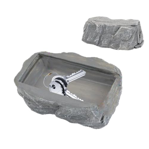 Gacqpli Escondite de repuesto para llaves – Caja de almacenamiento para llaves de piedra, con compartimento secreto, realista, de piedra