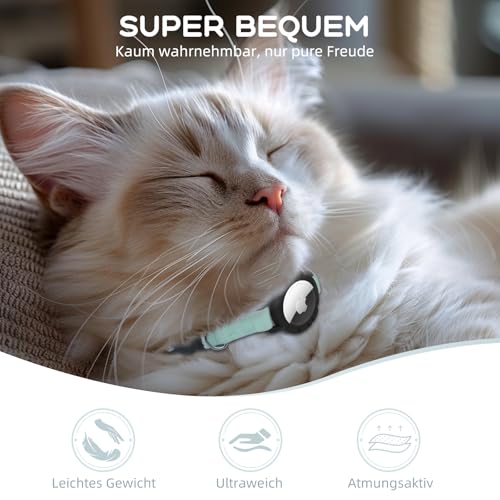 NozlaID AirTag Katzenhalsband, Dehnbares Halsband Katze mit Glocke, Katzen Tracker Halsband mit Apple Airtag Hülle, Langlebig und Passend für Kätzchen, Katzen und Welpen