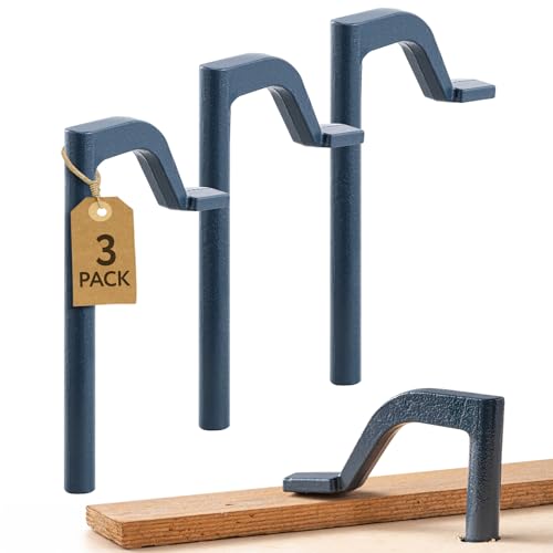 [3 Pack] Hold Fast Bench Dog Hole 8 Inch Wood Clamps - Steel Clamps for Woodworking Tools with 3.5” Reach - Woodworking Clamps for ¾” Bench Dog Holes - Clamps Heavy Duty Design - Work Bench Clamp
