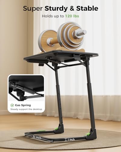 Image of SAIJI Easy Folding TV Tray Table Adjustable TV Dinner Tray | No Assembly Required, Leather Surface, Metal Frame, Extra Large, Sturdy and Stable, for Laptops and Eating on Couch & Bed