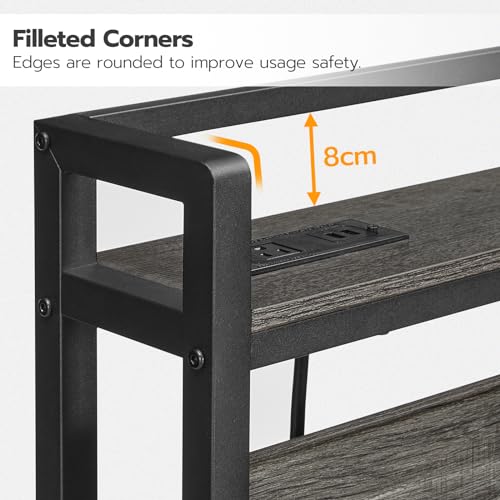 Image of HOOBRO King Size Headboard, Headboard with 2 Outlets and 4 USB Ports, Adjustable Height, Storage Rack, Sturdy and Stable, Easy Assembly, Charcoal Gray and Black