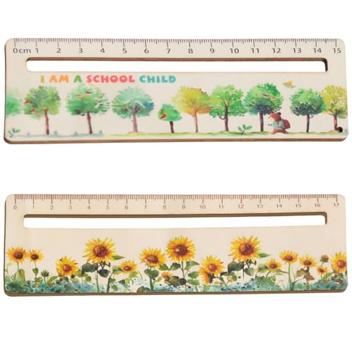 Tcnzdy Lesehilfe Kinder, Personalisiert Lineal Schulanfang Lesehilfe, Lesezeichen Holz Lineal Personalisiert Lesehilfe Lineal für Einschulung Mädchen und Einschulung Junge (Gelb, Grün)