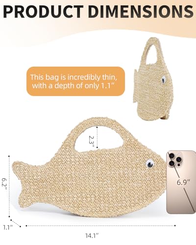 Bolso artesanal tejido en forma de pez para mujer miniatura 5