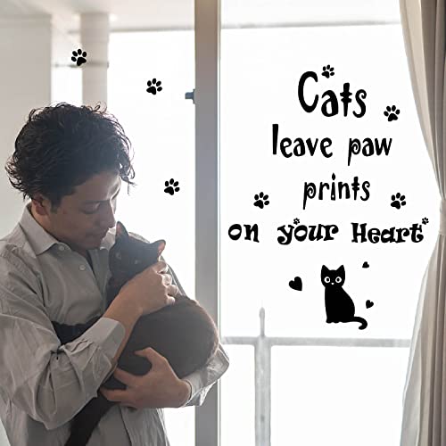SUPERDANT Cats Wall Decor Black Cat Wall Stickers Cats Leave Paw Prints on Your Hearts Stickers Cute Animals Decals for Living Room Bedroom Pet Hospital Decorations Wall Sticker Home Wall Decor by SUPERDANT - Image 4