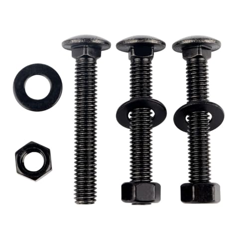 Image of 6 Sets 3 /8-16 x 2-1 /2 inch Carriage Bolts Screws Round Head Square Neck and Hex Nuts, Flat Washers 304 Stainless Steel 18-8 Full Thread, Black