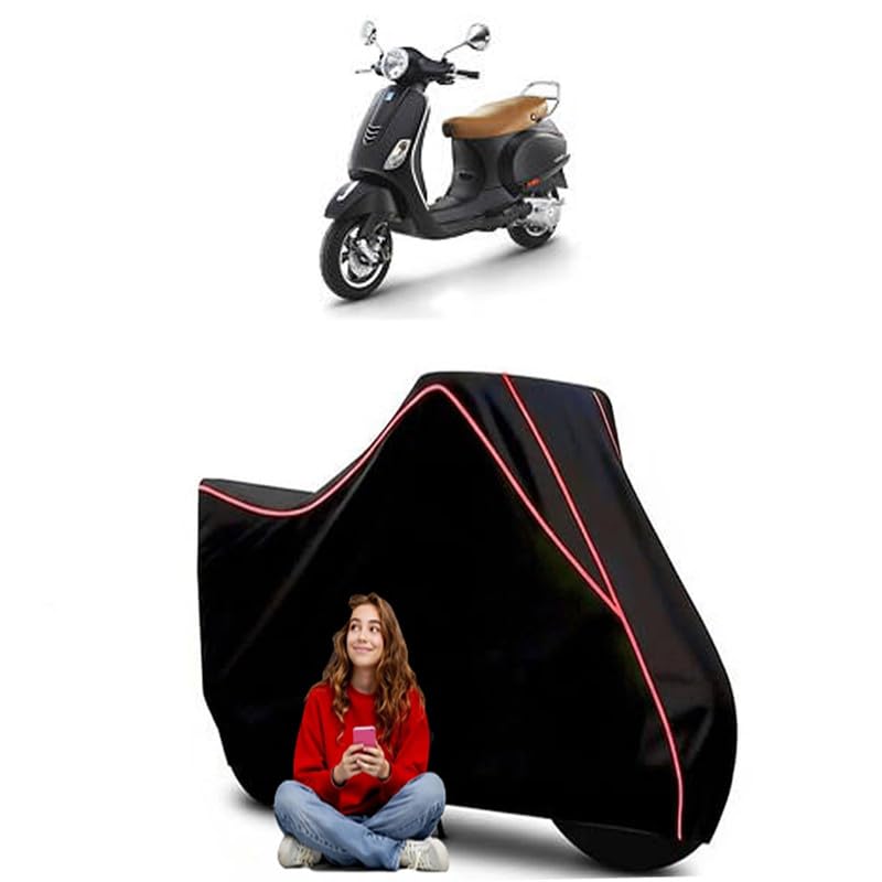 Image of SXL 125 Scooty Bike Cover Water Resistant Outdoor Use Universal Fit Scooters Motorcycles Heavy Duty UV Protection Dust Rain Scratch Resistant Elastic Bottom Black Blue Piping