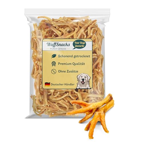 Getrocknete Hühnerfüße für Hunde | 1 kg | 100% Huhn | Kauartikel | Hundefutter | Leckerli von WuffSnacks