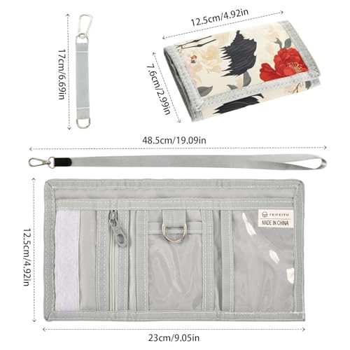 3kmlbzuk Durable Nylon Fabric Wallet for Boys and Girls - Multi-Functional with 2 Clear Pockets, Zipper Coin Compartment, 3 Card Slots & Keyring3