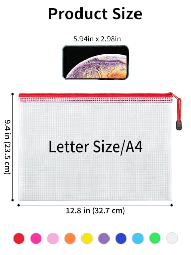 Image of JARLINK A4 20pcs Mesh Zipper Pouch Bag, Waterproof Zipper Pouch for Storage