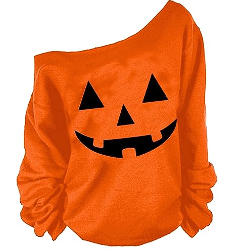 MAGICMK Woman’s Sweatershirt Lips Print Causal Blouse Off The Shoulder Long Sleeve Loose Slouchy Pullover Plus Size Tops (Black+Smile, L)
