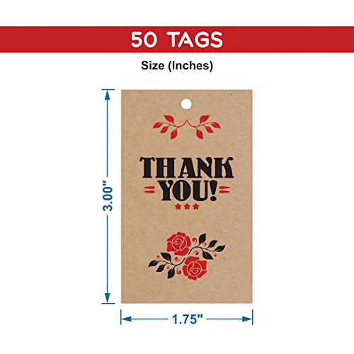 Image of Clickedin - Thank You Brown Tags for Packaging with String 50 Pieces