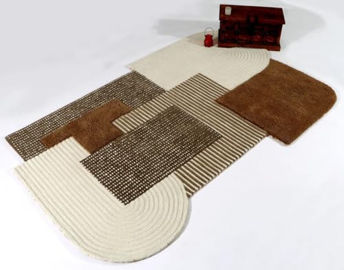 Image of Hand Made Tufted Carpet Natural Wool Floral Design Non Slip Area Rug for Your Home Weight- |13 Pound|Size-4x6 Feet (48x72 Inch)