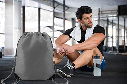 Image of BeeGreen 20 Pieces Gray Drawstring Backpack Bags Bulk Nylon Gym Backpacks Cinch Sinch Christmas Bag for DIY Travel Sports Sack Personlized Sackpacks for Heat Vinyl
