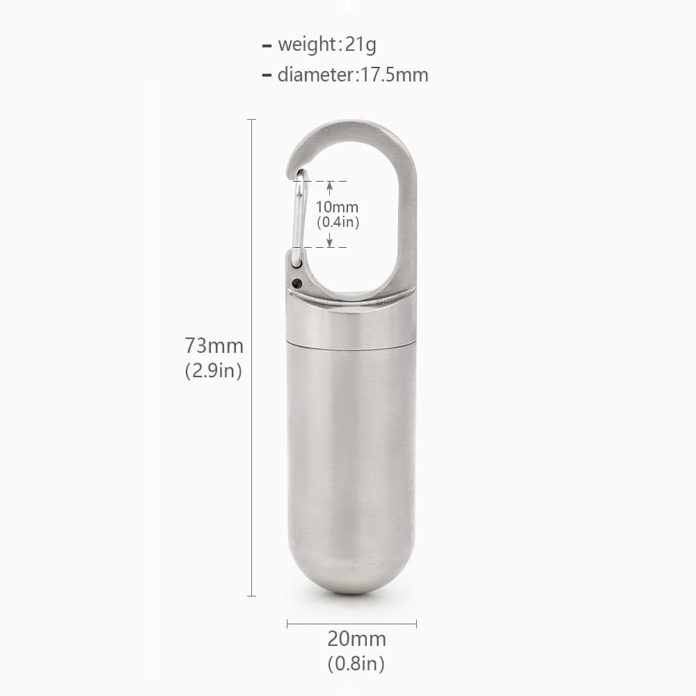 Pastillero de aleación de titanio impermeable para colgar en almacén, caja de medicina pequeña portátil al aire libre, mochila de viaje al aire libre, llavero y collar colgante