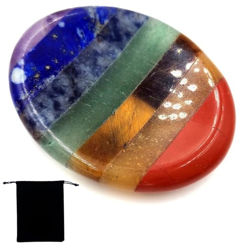 7 Chakra Pulgar Preocupación Piedra,Cristal Curativo para el Alivio de la Ansiedad,Naturali di Cristallo Pietra di Ovale, Pulido de Cristal Piedra Gema Pulgar