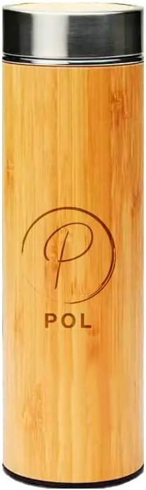 Miniatura 1 de Termos de bambú de alta calidad. Botella de té de acero inoxidable con copa infusora. Taza de viaje duradera con aislamiento al vacío de doble