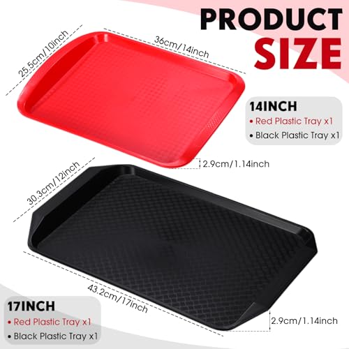 DoubleFill Set of 4 Grilling Prep and Serve Trays, 17x12 Inch 14x10 Inch Large BBQ Platter for Raw and Cooked Food Plastic Grill Tray, Black and Red Stackable Defrosting Grill Prep and Carry System by DoubleFill - Used condition - Image 2