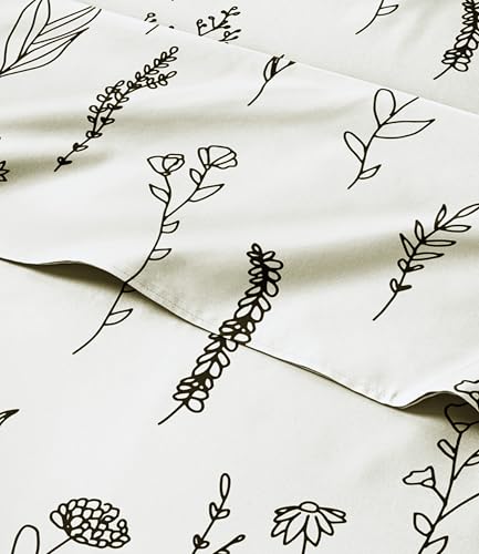 Image of Full 4 Piece Boho Botanical Floral Sheet Set - Soft & Cooling - Plants