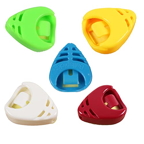 Rayzm Lot de 5 supports en plastique pour médiators de guitare, vert, jaune, blanc, rouge et bleu clair - Les Beatles, Paul McCartney, John Lennon, RIngo Starr, George Harrison Rayzm Lot de 5 supports en plastique pour médiators de guitare, vert, jaune, blanc, rouge et bleu clair