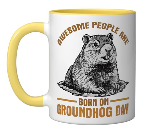 Awesome People Are Born On Groundhog Day Birthday Ceramic Mug,