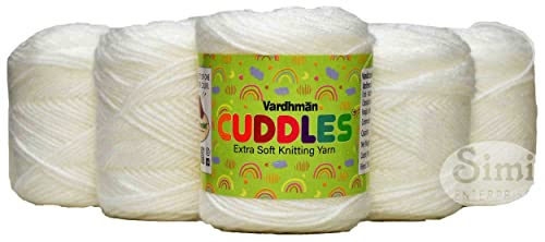Image of Vard Hman 100% Acrylic Wool White 9 PC Baby Wool Ball Hand Knitting Wool /Art Craft Soft Fingering Crochet Hook Yarn-I Art-ADDF