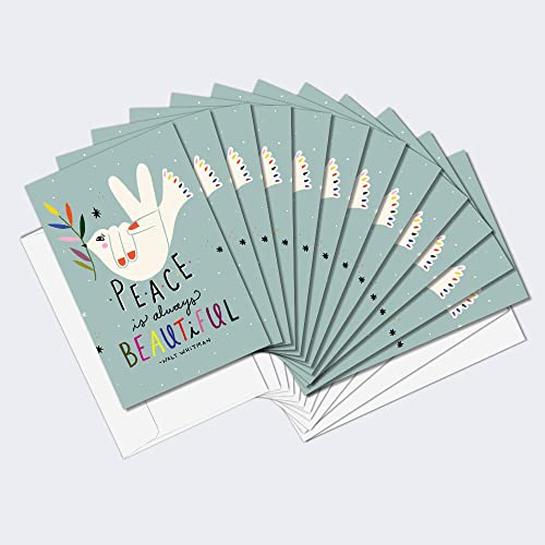 Image of Tree-Free Greetings - All Occcasion Cards - 12 Cards + 12 White Envelopes - Made in USA - 100% Recycled Paper - 4 inchx6 inch - Beautiful Peace (FS54553)