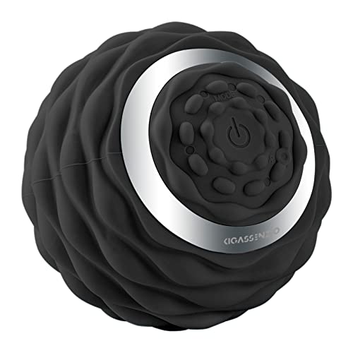 KIGASSENZIO Vibrating Massage Ball, Electric Rechargeable 4 Modes Deep Tissue Trigger Point Massage Balls, Fitness Yoga Vibrating Ball for Myofascial Release and Pain Relief