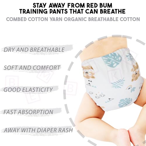 Image of Bembika Baby Training Pant Soft Cotton Reusable Potty Training Pants For Kids Leak-Resistant, Padded Underwear For Babies To Support Diaper Free Transition (M Size For 12-18 Months Pack Of 3)