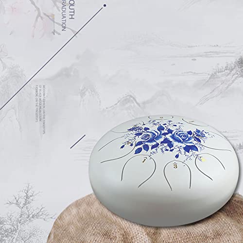 Tambor de lengüetas de acero de 12 pulgadas, patrón Ethereal Drum con mochila, libro de música, mazas, escalas y anillos para dedos para camping, meditación o yoga Tambor de lengüetas de acero Lotus (Color: B) miniatura 6