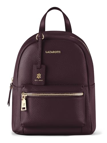 Lazarotti Bologna Damen City-Rucksack aus Echt-Leder | Tasche mit stufenlos verstellbaren Schulterriemen | Backpack 22 cm