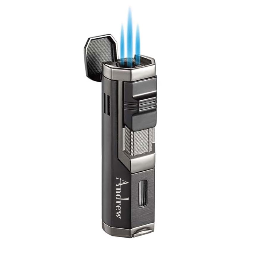Encendedor Visol Triple Llama Recargable Negro miniatura 1