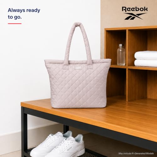 Image of Reebok Womens Tote Bag - Lightweight Carry On Puffer Quilted Tote Bag for Travel Work Travel and Daily Essentials