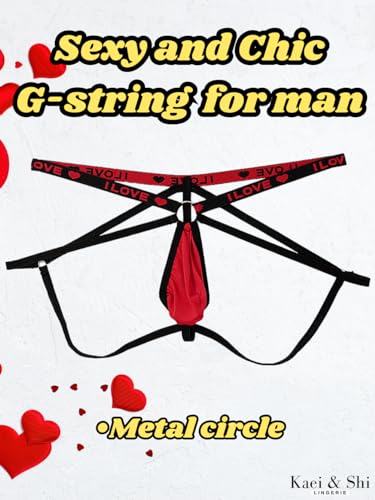 Kaei&Shi Sexy Mens Lingerie, Love Logo, Jock Strap, Cutout G String Thong2