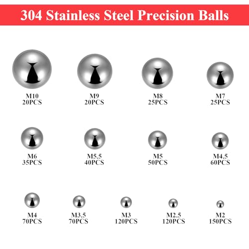 805 Stk Kugellager Kugeln, Edelstahlkugeln, Edelstahl Metallkugeln, für Fahrrad Rad Mountainbike Sackkarre Ersatzteile - 2/2.5/3/3.5/4/4.5/5/5.5/6/7/8/9/10 mm