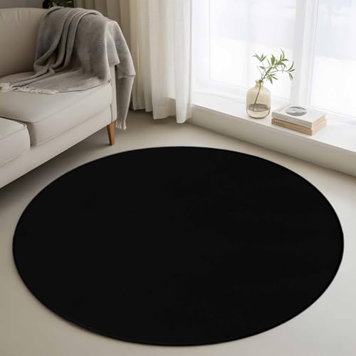 Tapete redondo negro 3 pies antideslizante y lavable