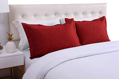 Marcielo 2-Piece Embroidered Pillow Shams, King Decorative Microfiber Pillow Shams Set, King Size (Red) #TOP1