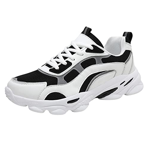 CsgrFagr Women's Shoes Women Lace Up Running Shoes Sports Shoes White Sneakers (Black, 8)