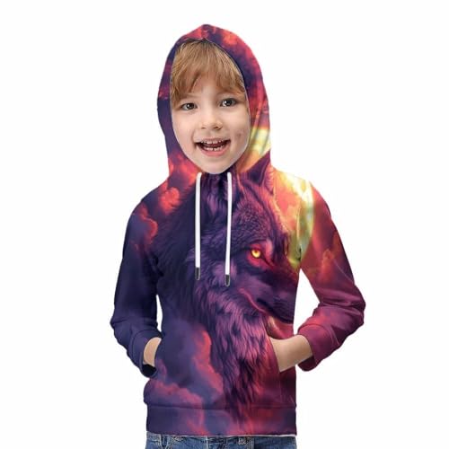 Wolf Sweat À Capuche imprimé 3D pour ado 12-14 ans avec poches - 5