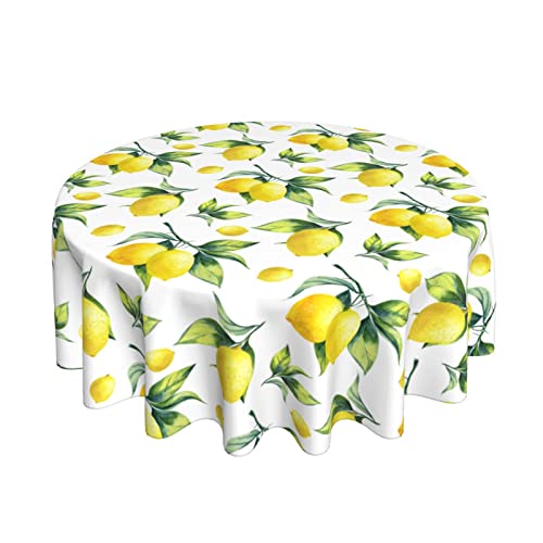 Lemon Round Tablecloth 60" Stain Wrinkle Free Washable Table Cloths For Spring Summer Decorative Gifts Kitchen Dining Party Wedding #TOP1