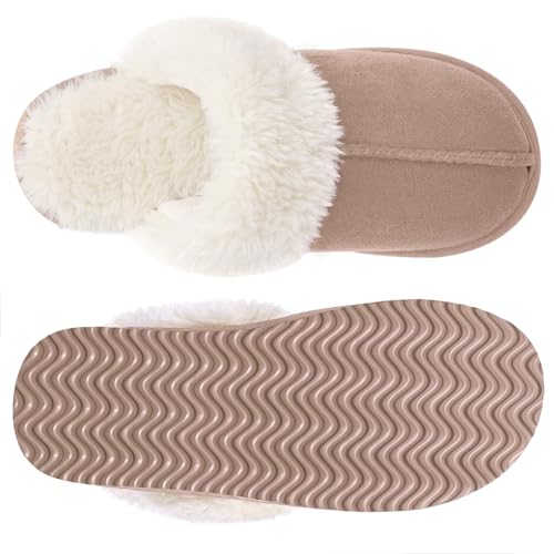 Image of Litfun Women's Fuzzy Memory Foam Slippers Fluffy Winter House Shoes Indoor and Outdoor