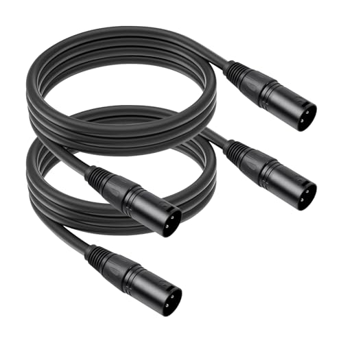 SZLliyxs 2Pack 3 Pin XLR Male to Male Microphone Cables,6.6FT,Professional Balanced Audio Cable with Oxygen-Free Copper, Gold-Plated Connectors - for Studio, Stage, PA Systems