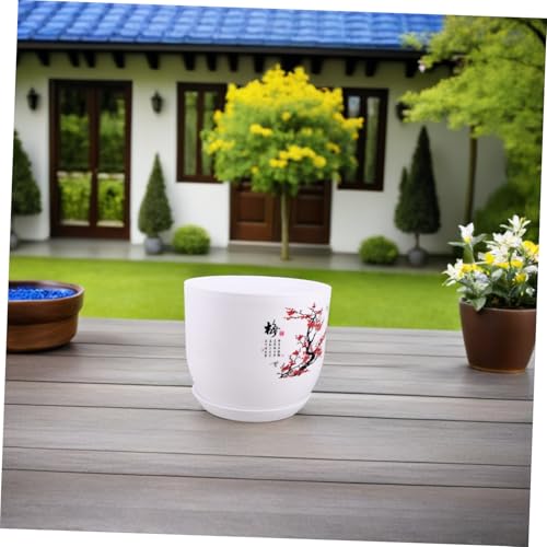 Pot de fleurs résine grand format avec soucoupe et drainage pour cactus - 8