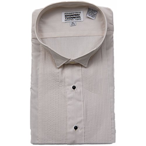 Broadway Tuxmakers Men's Tuxedo Shirt, Wing Collar, Small Pleats, Ivory (XL, 36-37)