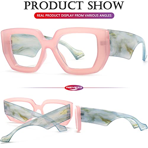 Image of AIEYEZO Thick Frame Blue Light Glasses Men Women, Fashion Square Computer Eyeglass Anti Eyestrain & Prevent Headache