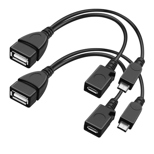 Puiseno USB zu OTG Adapter-Kabel mit Micro-USB2.0-Stecker（Handy und Tablet anschließen）/U SB-Buchse Typ B（angetrieben von）/U SB-Buchse Typ A für USB-Stick/Tastatur/Festplatte/Fire TV Stick，20CM