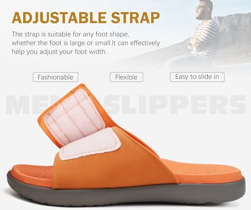 Image of ONCAI Mens Sandals Adjustable Straps Orthotic Plantar Fasciitis Open Toe Athletic Sport Slides with Soft Comfy Arch Support Footbed Size 7.5-15
