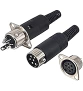 YOTENKO DIN 6 Pin Male Plug Solder Connector + Female Adapter Recessed Socket Panel Mount AV Adap...