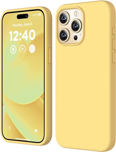 Image of Back Cover for iPhone 13 Pro Case,[Military Shockproof Protection] Liquid Silicone Case with [Soft Anti-Scratch Microfiber Lining for iPhone 13 Pro (Yellow)